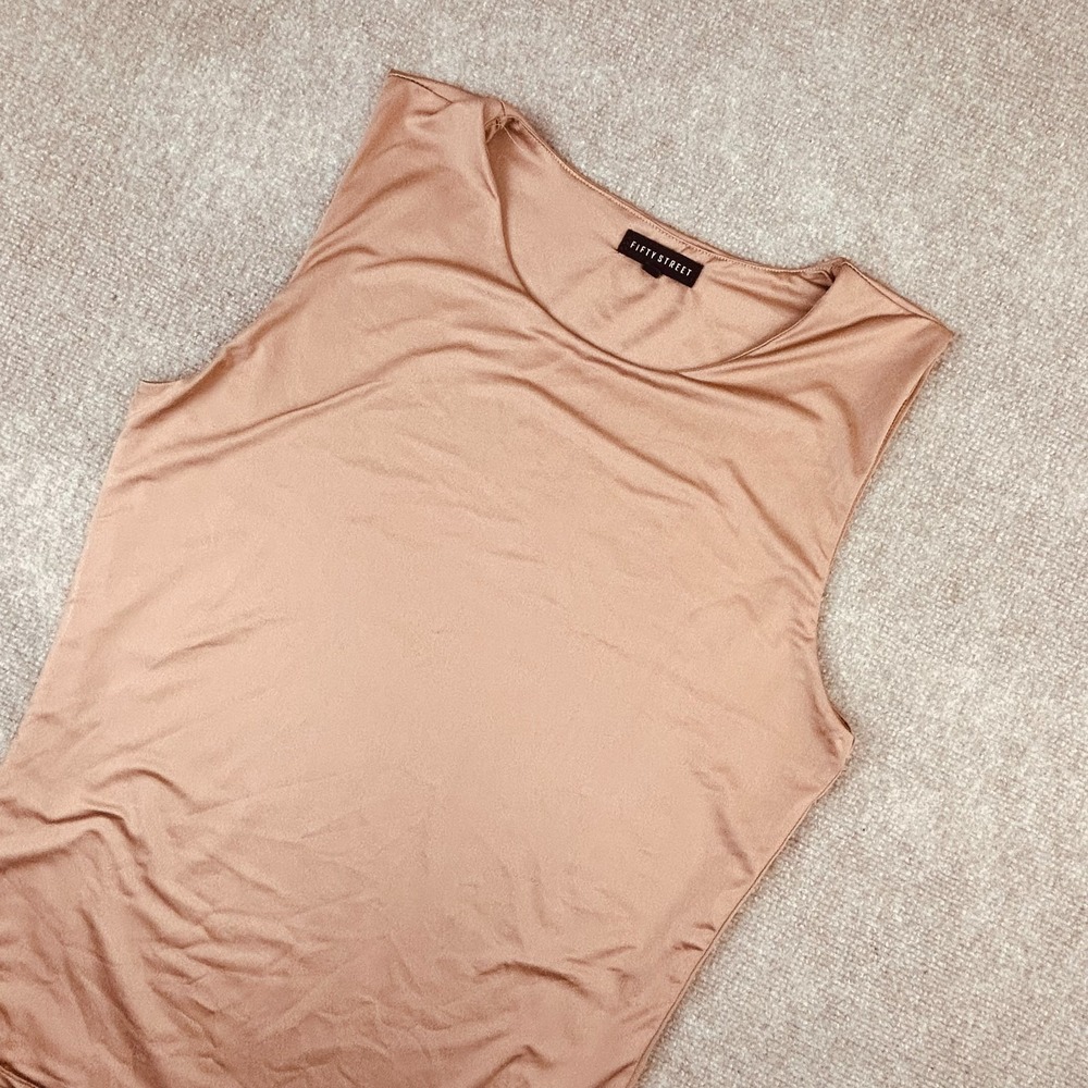 Fifty Street Tank Top Womens 3XL Brown Knit Stretch Round Neck Everyday Wear